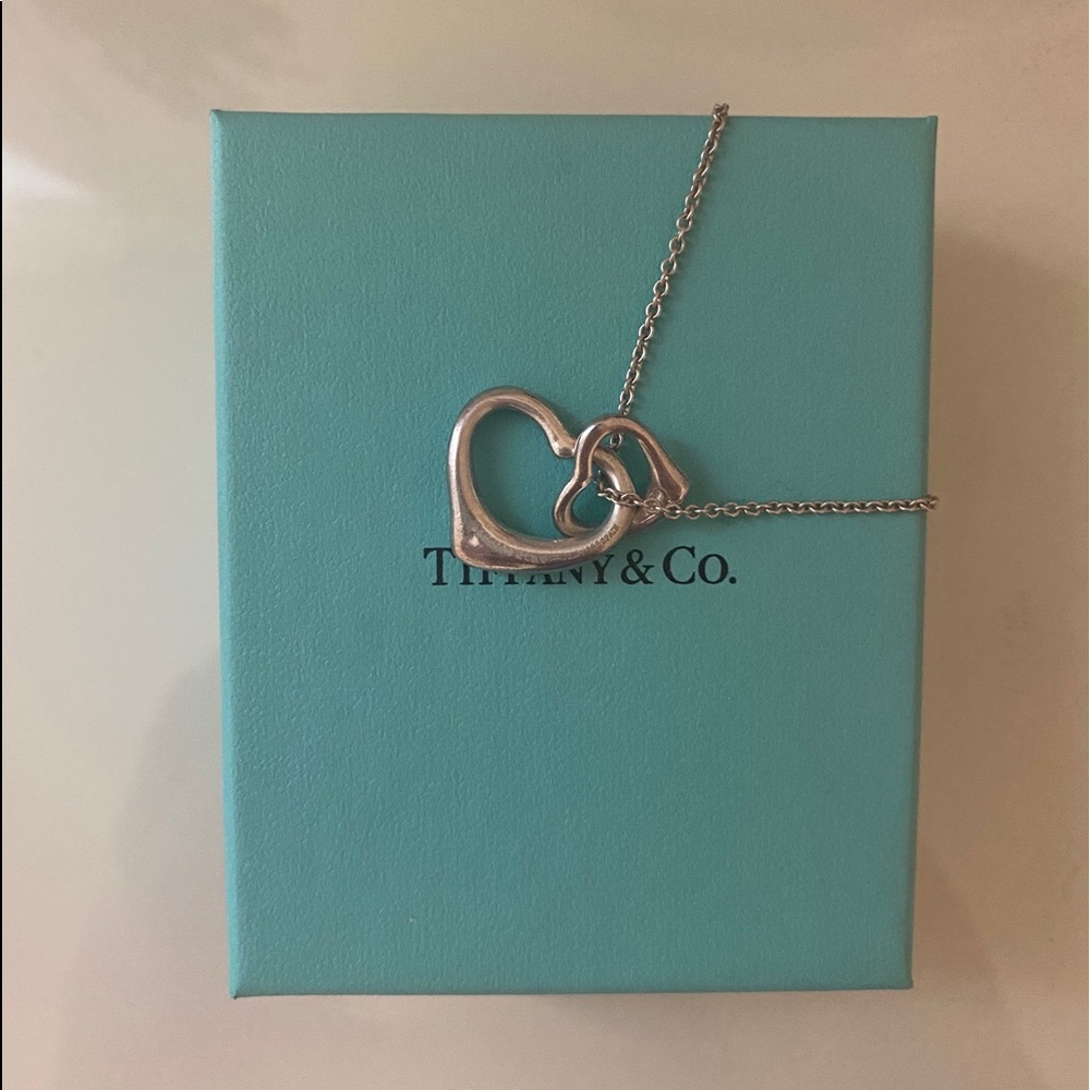 Authentic Tiffany & co double heart necklace